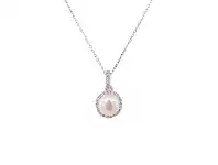 Bevilles Jewellery Sterling Silver Shell Pearl Cubic Zirconia Necklace offer