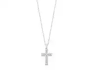 Bevilles Jewellery Cross Necklace with Cubic Zirconia Channel in Sterling Silver offer