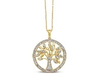Bevilles Jewellery Tree of Life Necklace with 0.15ct of Diamonds in 9ct Yellow Gold offer