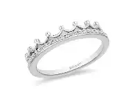 Enchanted Disney Fine Jewelry 9ct White Gold Majestic Princess Tiara Ring with 1/10ct Diamonds TDW