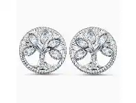 Bevilles Jewellery SWAROVSKI SYMBOLIC TREE OF LIFE STUD PIERCED EARRINGS, WHITE, RHODIUM PLATED offer