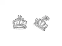 Bevilles Jewellery Children's Sterling Silver Cubic Zirconia Crown Stud Earrings offer