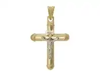 Bevilles Jewellery Cross Crucifix Charm in 9ct Yellow Gold Silver Infused offer