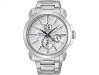Seiko Premier Kinetic Perpetual Silver Face Case Band