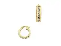 Bevilles Jewellery 9ct Yellow Gold Silver Infused Crystal Hoop Earrings 20mm offer