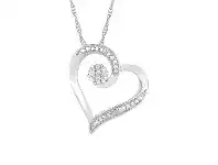 Bevilles Jewellery Sterling Silver Diamond Set Heart Necklace offer