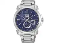Bevilles Jewellery Seiko Premier Kinetic Perpetual Blue Dial Silver Band Men's Watch offer