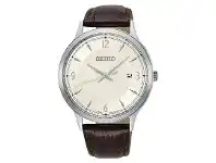 Bevilles Jewellery Seiko Men's White Face Brown Leather Watch offer
