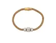 Rose Stainless Steel Mesh Pave Crystal Bead Bracelet