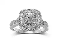 Bevilles Jewellery Martina Solitaire Look Square Ring with 0.40ct of Diamonds in 9ct White Gold - N offer