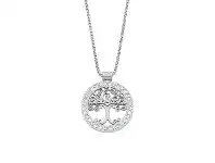 Bevilles Jewellery Stainless Steel Crystal Tree Of Life Long Necklace offer