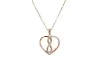 Bevilles Jewellery Rose Stainless Steel Crystal Heart Infinity Necklace offer