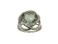 Bevilles Jewellery Green Amethyst and Diamond Cocktail Ring in 9ct Yellow Gold - Q offer