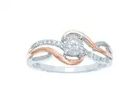Bevilles Jewellery Brilliant Illusion Solitaire Ring with 0.10ct of Diamonds in 9ct White & Rose Gold - Q offer