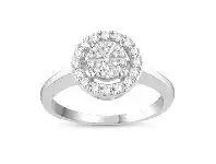 Bevilles Jewellery Martina Solitaire Look Halo Ring with 1/4ct of Diamonds in Sterling Silver - N offer