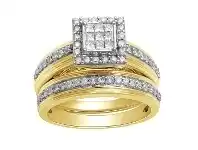 Bevilles Jewellery 9ct Yellow Gold Invisible Princess Set Ring with 0.75ct of Diamonds - N offer