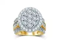 Bevilles Jewellery Oval Halo Ring with 2.00ct of Diamonds in 9ct Yellow Gold offer