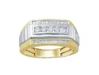 Bevilles Jewellery 9ct Yellow and White Gold Rolex Look Mens Diamond Ring - T offer