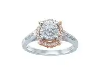 Bevilles Jewellery Martina Solitaire Look Halo Ring with 1/4ct of Diamonds in 9ct White & Rose Gold - N offer