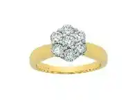 Bevilles Jewellery Meera Flower Ring with 1.00ct of Laboratory Grown Diamonds in 9ct Yellow Gold - N offer