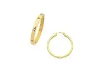 Bevilles Jewellery Yellow Stainless Steel Hammer Set Crystal Hoop Earrings 25mm offer