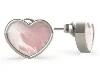 Bevilles Jewellery Guess Sea Gift Rhodium Plated Mother of Pearl Pink Heart Stud Earrings offer
