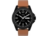Bevilles Jewellery Timex Men's 44mm Silver-tone Case Blue Dial With Brown Leather Strap offer