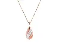 Bevilles Jewellery Rose Stainless Steel Pave Crystal Teardrop Necklace offer