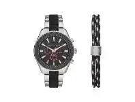 Bevilles Jewellery Armani Exchange Enzo Chronograph Black & Silver Watch Set AX7106 offer