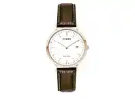 Bevilles Jewellery CITIZEN ECO DRIVE WHITE FACE DATE BROWN LEATHER BAND offer