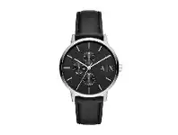 Bevilles Jewellery ARMANI EXCHANGE CAYDE BLACK FACE SILVER CASE LEATHER BAND offer