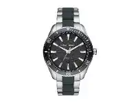 Bevilles Jewellery ARMANI EXCHANGE ENZO BLACK FACE BLACK SILVER BAND offer