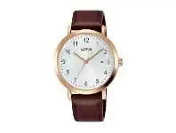 Bevilles Jewellery Lorus Men's Rose Gold Plated Brown Leather Watch RH940JX-9 offer