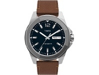Bevilles Jewellery Timex Men's 44mm Silver-tone Case Black Dial With Tan Leather Strap offer