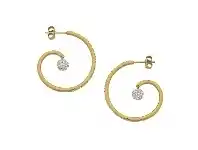 Bevilles Jewellery Gold Stainless Steel Open Swirl and Crystal Pave Ball Hoop Earring offer