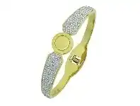 Bevilles Jewellery Stainless Steel Yellow Pave Crystal Bangle offer