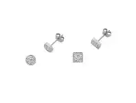 Bevilles Jewellery Stainless Steel Crystal Two Stud Earring Set offer