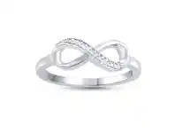 Bevilles Jewellery Sterling Silver Diamond Infinity Stackable Ring - L offer