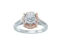 Bevilles Jewellery Martina Solitaire Look Ring with 0.10ct of Diamonds in 9ct Rose Gold & Sterling Silver - Q offer