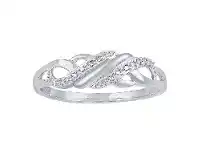Bevilles Jewellery 9ct White Gold Diamond Set Stackable Ring - L offer
