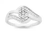 Bevilles Jewellery Brilliant Set Flower Ring with 0.10ct of Diamonds in 9ct White Gold - N offer