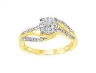 Bevilles Jewellery Brilliant Round Fancy Shoulder Ring with 1/5ct of Diamonds in 9ct Yellow Gold - Q offer