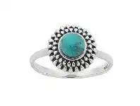 Sterling Silver Turquoise Centre Stackable Ring - Q