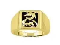 Bevilles Jewellery Men's Diamond Set Dragon Onyx Ring in 9ct Yellow Gold - T offer