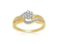 Bevilles Jewellery Flower Ring with 0.15ct of Diamonds in 9ct Yellow Gold - L offer
