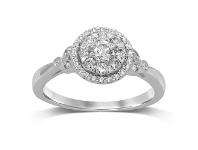 Bevilles Jewellery Brilliant Illusion Halo Ring with 0.45ct of Diamonds in 9ct White Gold - Q offer
