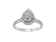 Bevilles Jewellery 9ct White Gold 0.25ct Diamond Pear Miracle Set Halo Ring - N offer