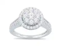 Bevilles Jewellery Meera Halo Ring with 1.25ct of Laboratory Grown Diamonds in 9ct White Gold - L offer