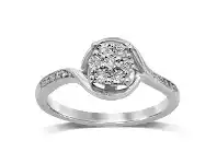 Bevilles Jewellery Brilliant Composite Ring with 0.10ct of Diamonds in 9ct White Gold - N offer