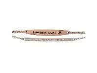 Bevilles Jewellery Rose Stainless Steel 'Laughter, Love, Life' Crystal Bracelet offer